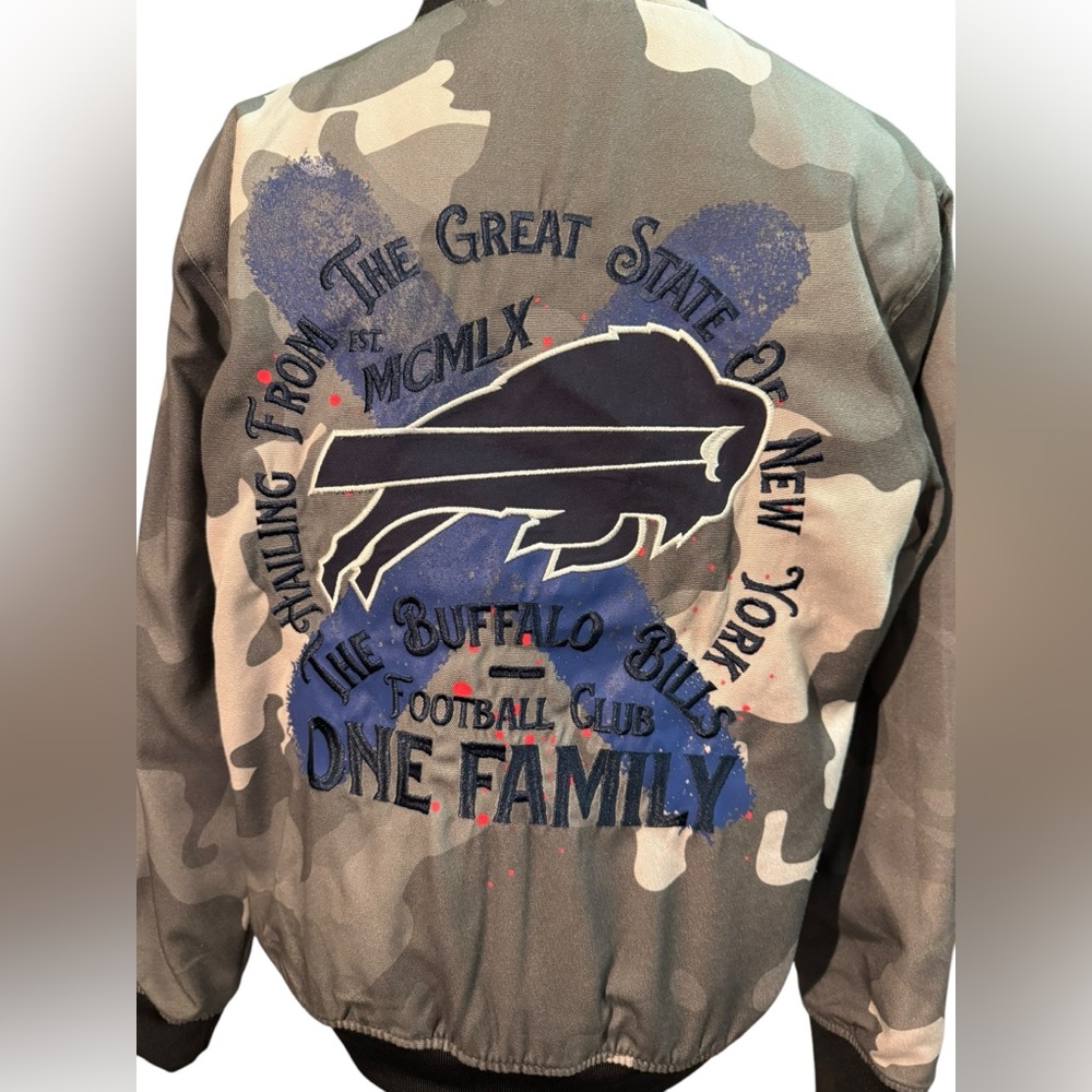 The Wild collective Buffalo Bills one family NFL camo bomber jacket full zip